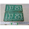 Image 1 : Pair of Saskatchewan 1965 Diamond Jubilee License Plates