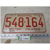 Image 1 : (1) British Columbia 1967 License Plate