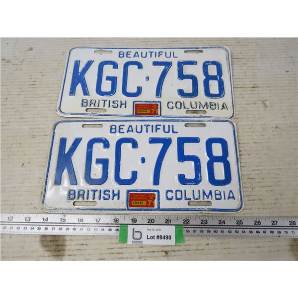 Pair of 1971 British Columbia License Plates