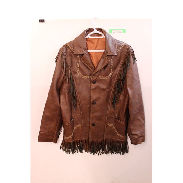 *Vintage Brown Leather Jacket with Tassels