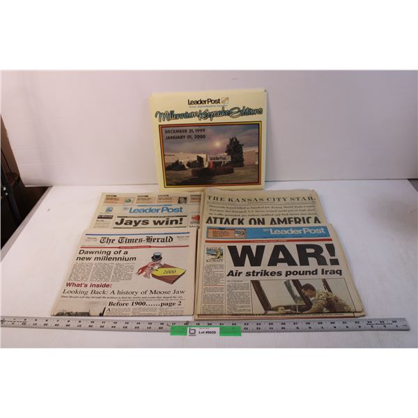 Assorted News Papers - 9/11, Iraq War, Jays Win, Misc.