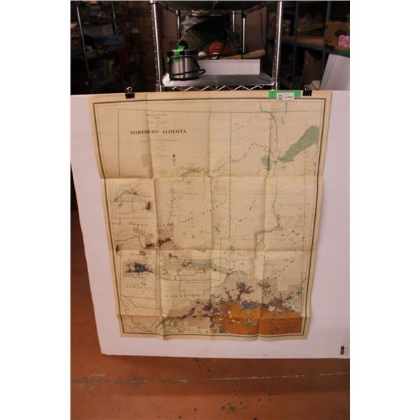 Vintage Large Map of Northern Alberta