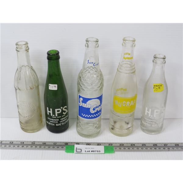 (5) Assorted Soda Bottles - Suncrest - HP - Nugrape - Starlite