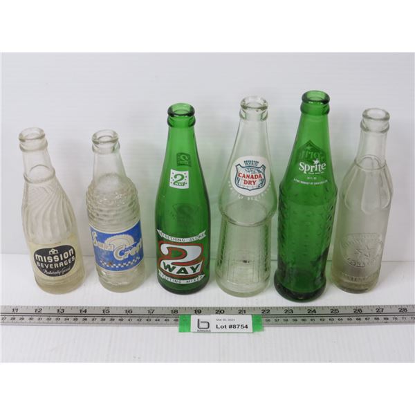 (6) Assorted Soda Bottles - Sprite - Suncrest - 2Way - Mission