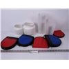 Image 1 : (2) Hanging Metal Candle Holders - (5) CD Cases - Measuring Containers