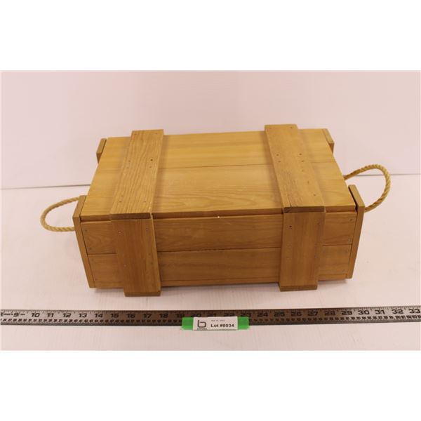 Wooden Crate with Rope Handles