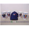 Image 1 : Toronto Blue Jays Hat and (4) Vintage Plastic Glasses