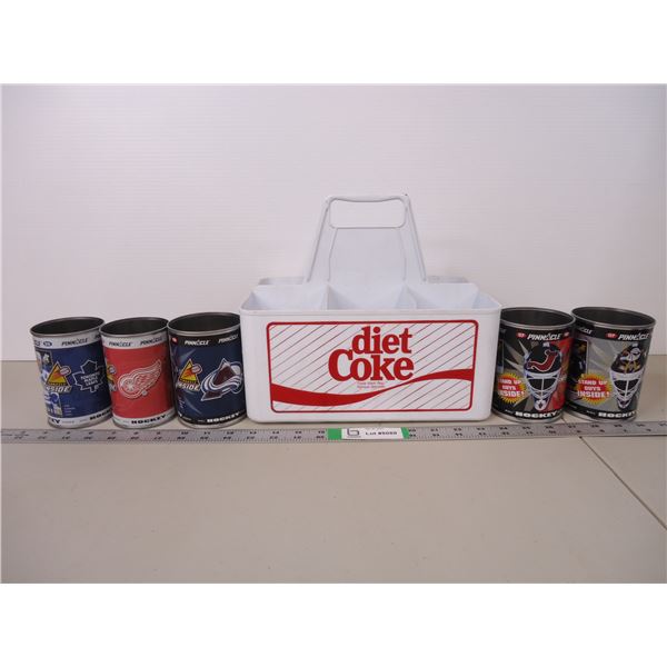 Diet Coke Plastic Case,(5) Pinnacle Hockey Tins (empty)