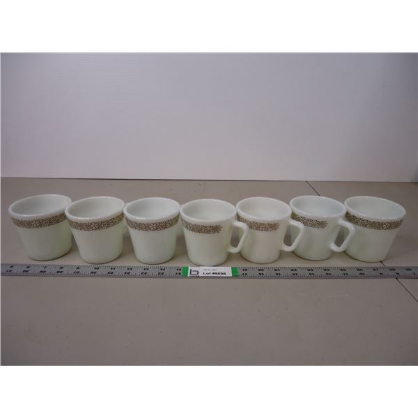 (7) Pyrex Woodland Brown Coffee Mugs