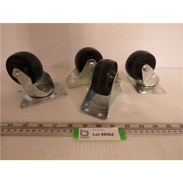 (2) 3" Swivel Wheels - (2) 3" Solid Wheels