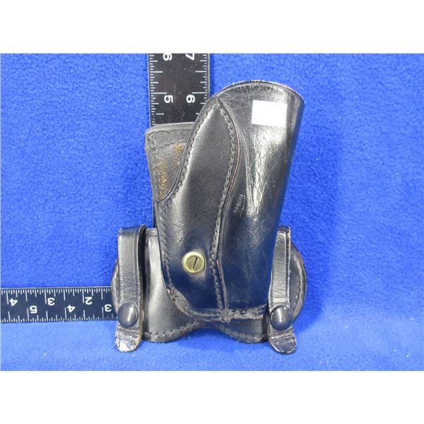 Black Leather Holster with Belt Attachment - D S32