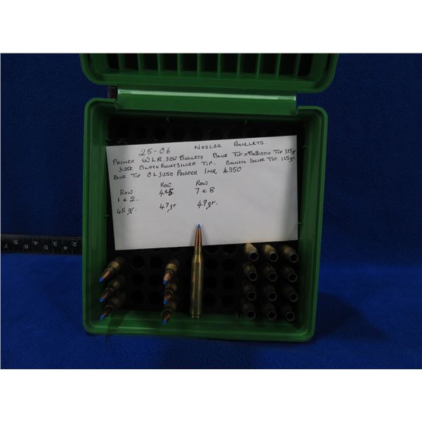 25-06 Reloads - Case-Gard Tub of 7 Cartridges + 12 Brass