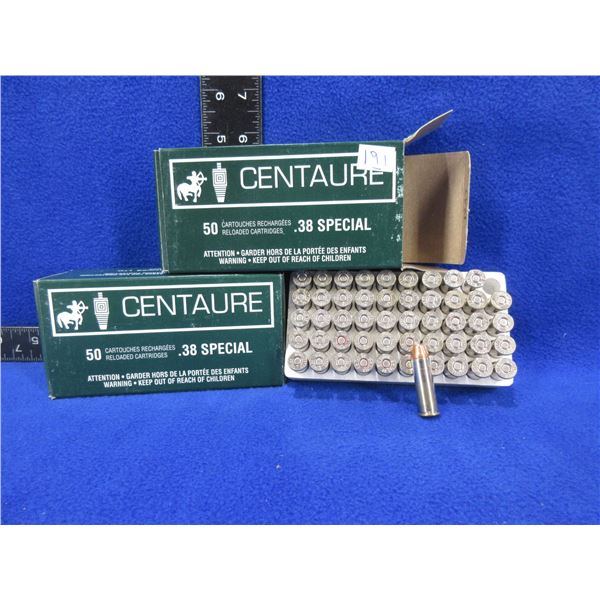 38 Spl Centaure Factory Reloads - 2 Boxes of 50