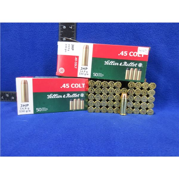 45 Colt 230gr JHP Sellier & Bellot Cartridges - 2 Boxes of 50