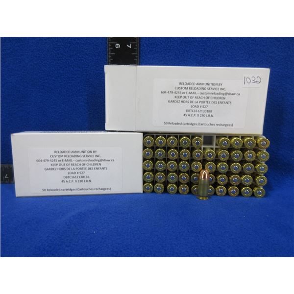 45 ACP X 230 JRN Factory Reloads by Custom Reloading