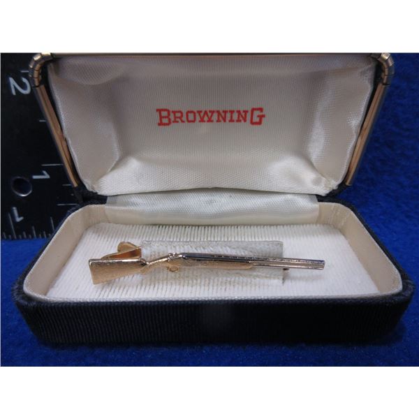 Vintage Browning Shotgun Tie Clip with Case