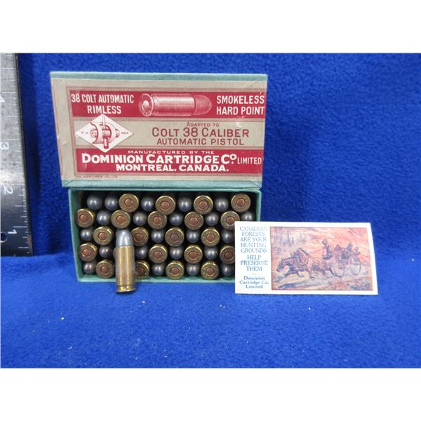 Collector Ammo - 38 Colt Auto CF Dominion Cartridges