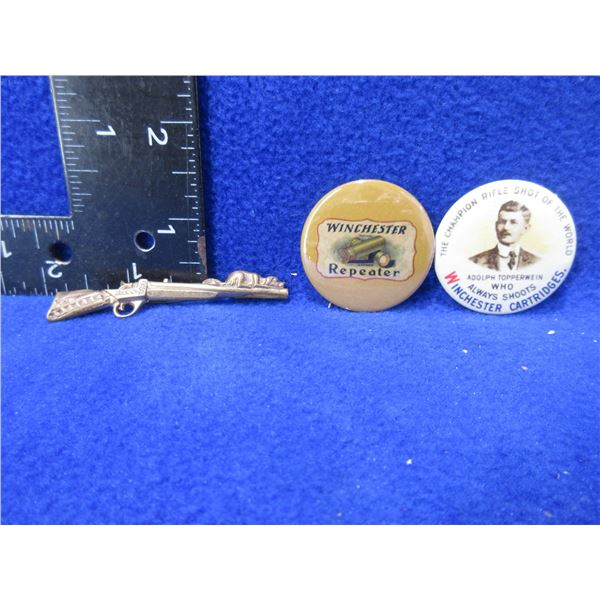 3 Collector Pins - 2 Winchester Pins and Brass Hunters Pin