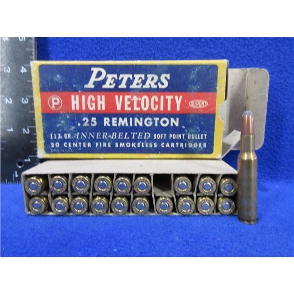 Collector Ammo - 25 Remington 117gr HV Peters Cartridges