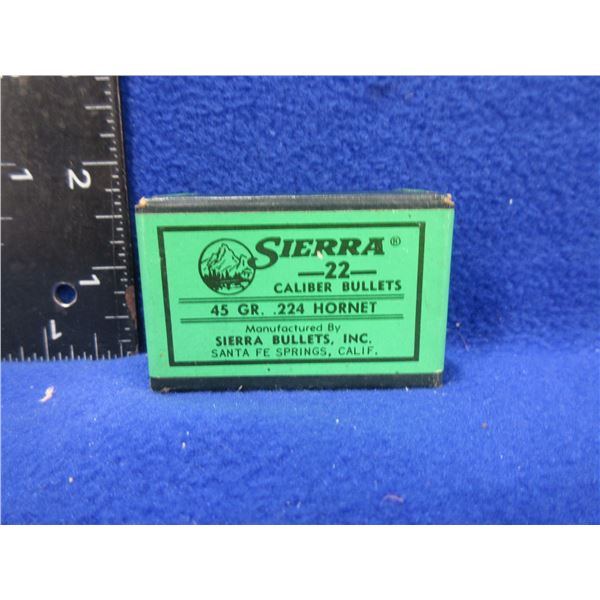 22 Cal. .224" Hornet 45gr Sierra Bullets - Sealed Box of 100