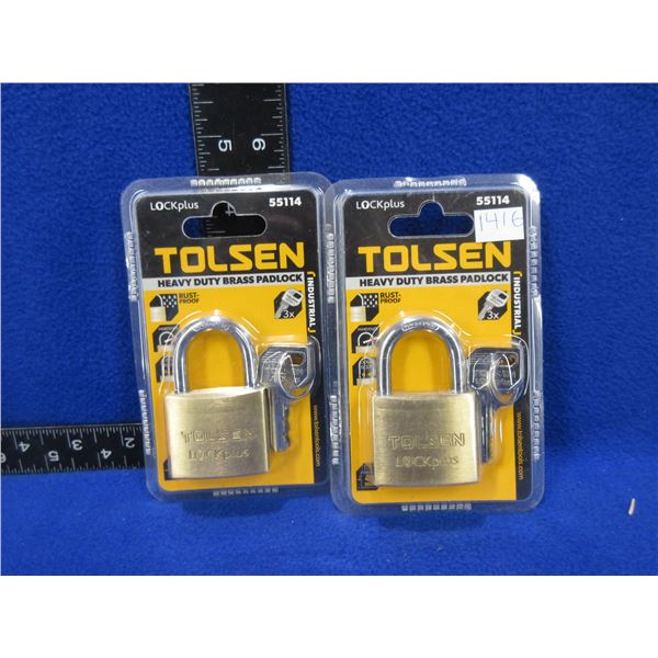 2 Tolsen Heavy Duty Brass Padlocks # 55114 - 40MM