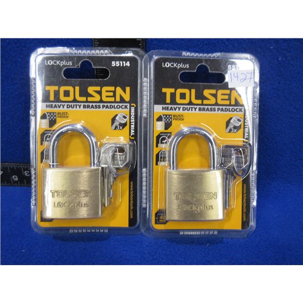 2 Tolsen Heavy Duty Brass Padlocks # 55114 - 40MM