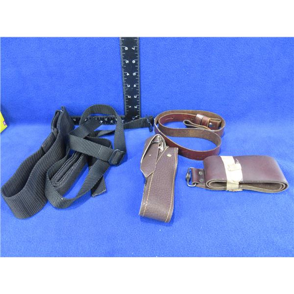 3 Leather Rifle Slings and a Strap