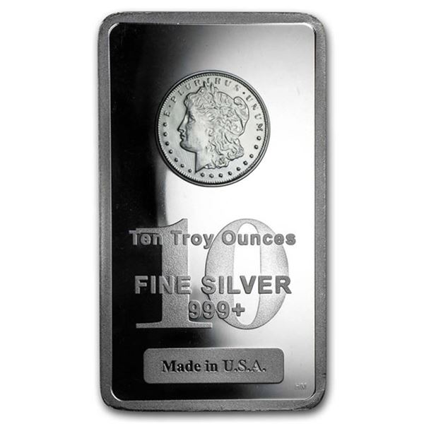 10 oz Silver Bar - Morgan Design .999 Fine Silver 10 Troy Ounces