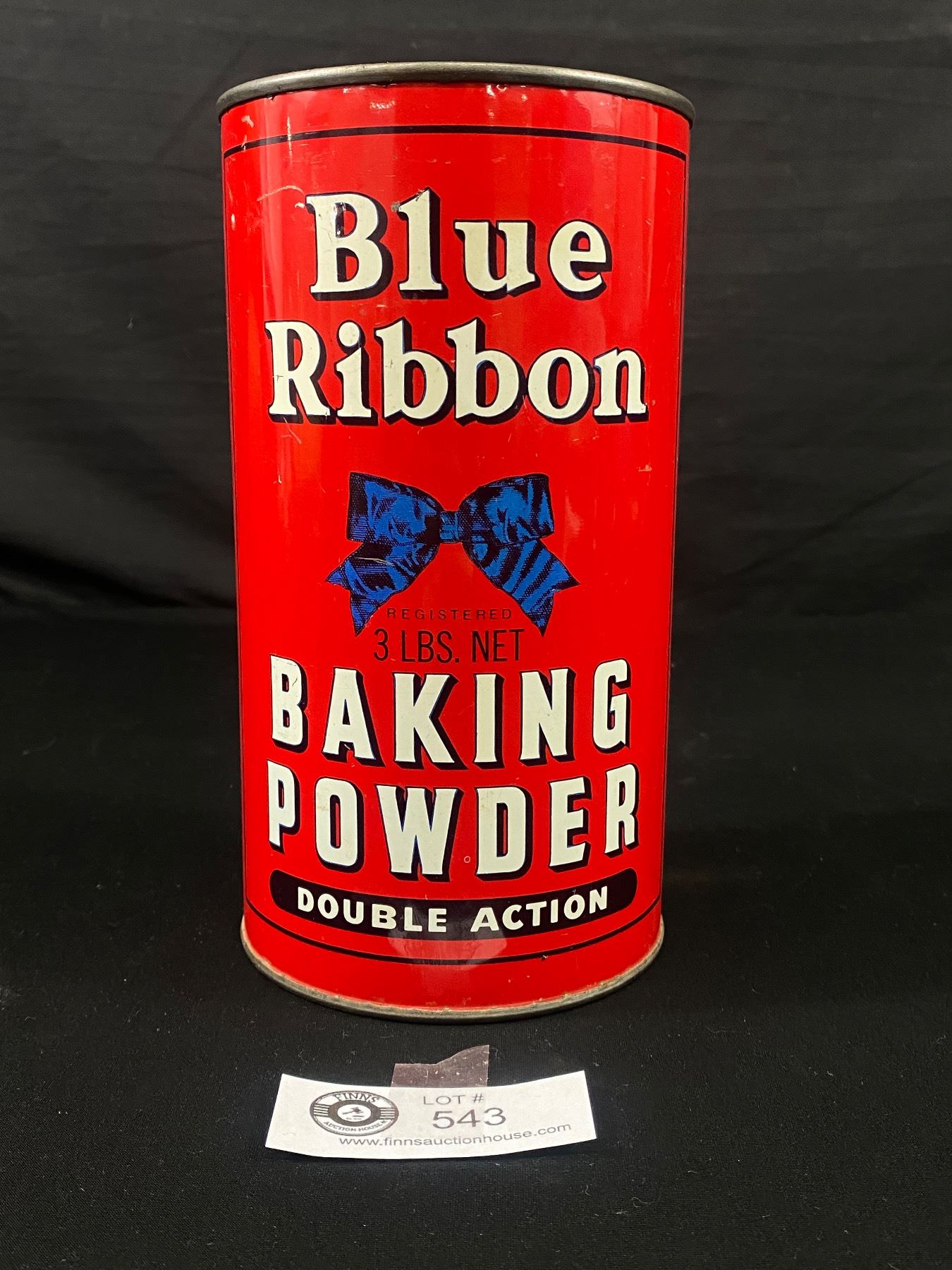 Vintage Blue Ribbon Double Action Baking Powder Can 3Lb in Great Shape