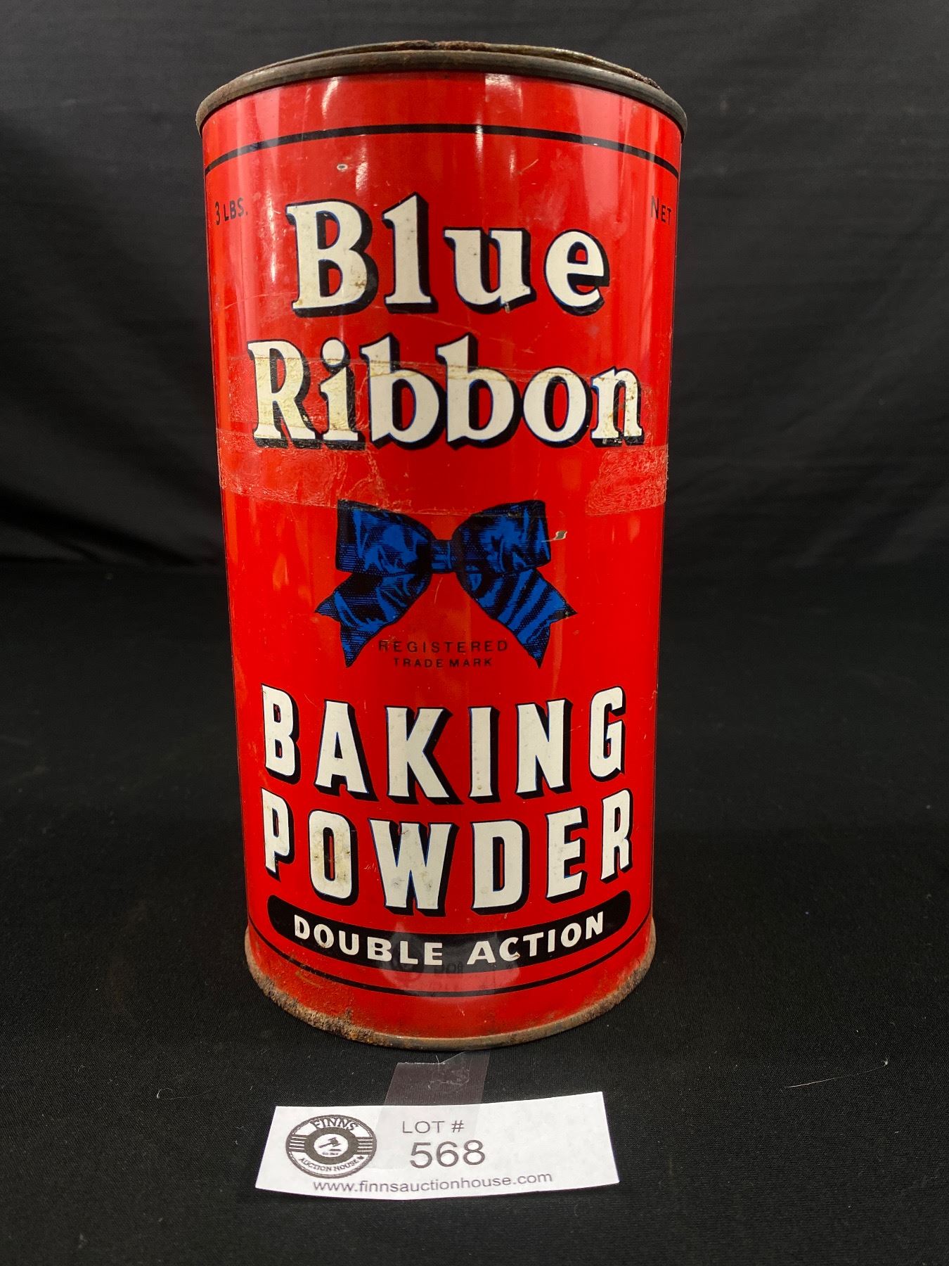 Vintage Blue Ribbon Baking Powder Can