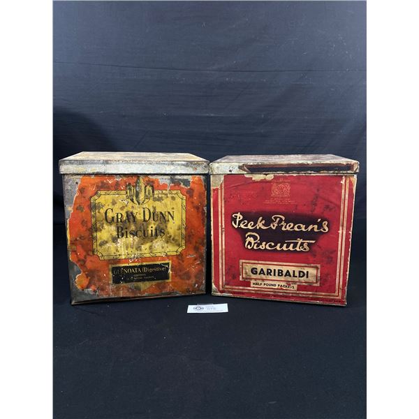 2 Very Cool Square Gray Dunn and Peak Frean's Biscuit Tins