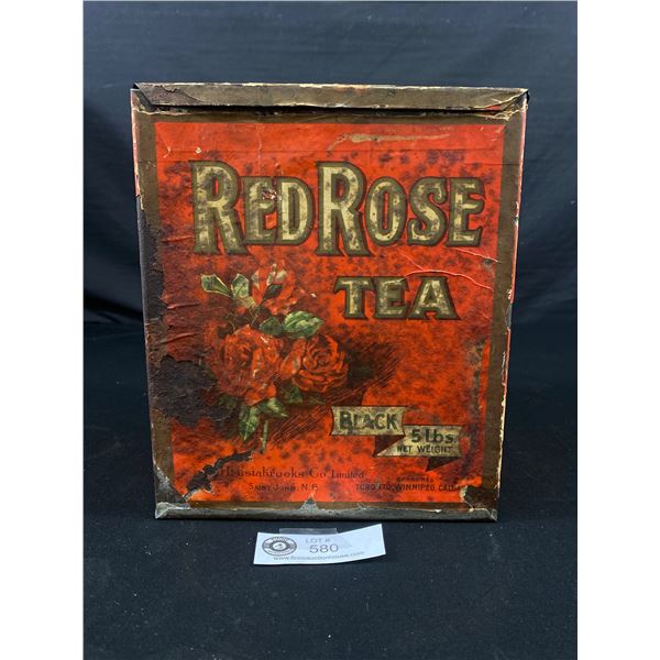 Rare and Antique Red Rose Tea Indian and Ceylon 5lb Tin H.Estabrooks Co ...