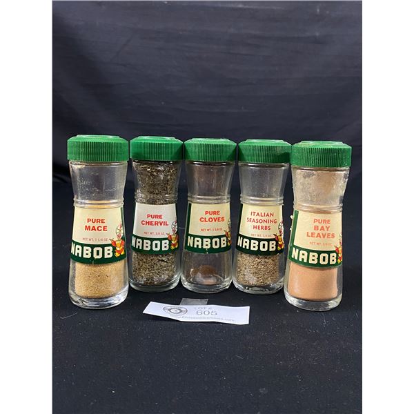 Lot of 5 Vintage Nabob Spice Jars