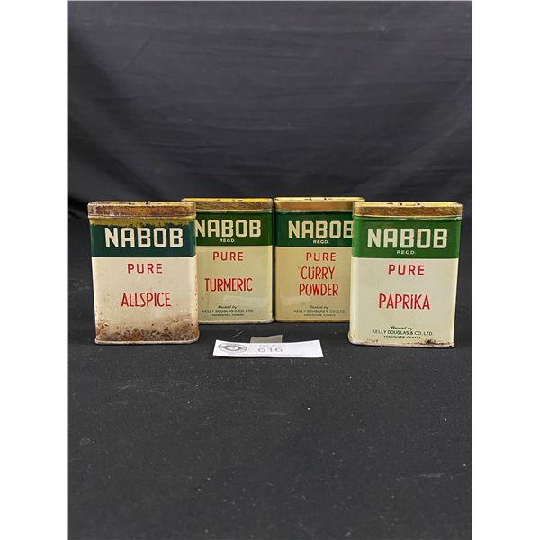 Lot of 4 Vintage Nabob Spice Tins