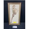 Image 1 : Early Varga Framed Pin-Up Girl. Approx. 12 1/2" x 6 1/2"