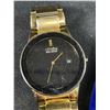 Image 2 : Mens Citizen Eco Drive Black Face/Gold Band Watch
