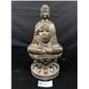 Image 1 : Beautiful Budha On Lotus Flower Statue, Appox. 12 1/2" Tall