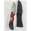 Image 2 : Very Nice Stainless Steel Wood Handle Hunting Knife w/Sheath. Approx. 10 3/4" Long