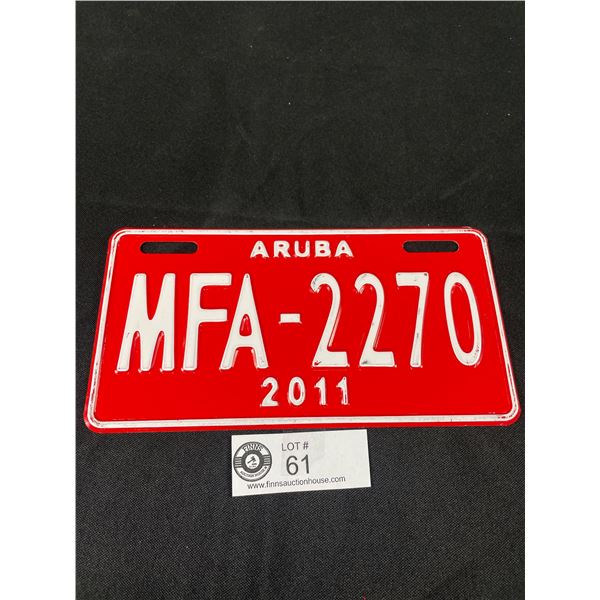 2011 Aruba Motorcycle License Plate. Very Good Condition