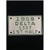 Image 1 : 1959 Delta 1st Half Commercial License Plate. Mint Condition
