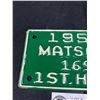 Image 2 : 1957  Matsqui 1st Half License Plate. Mint Condition. Low Number. Unused