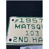 Image 2 : 1957 Matsqui 2nd Half License Plate. Mint Condition. Low Number. Unused