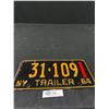 Image 1 : 1964 New York Trailer License Plate, Nice Condition