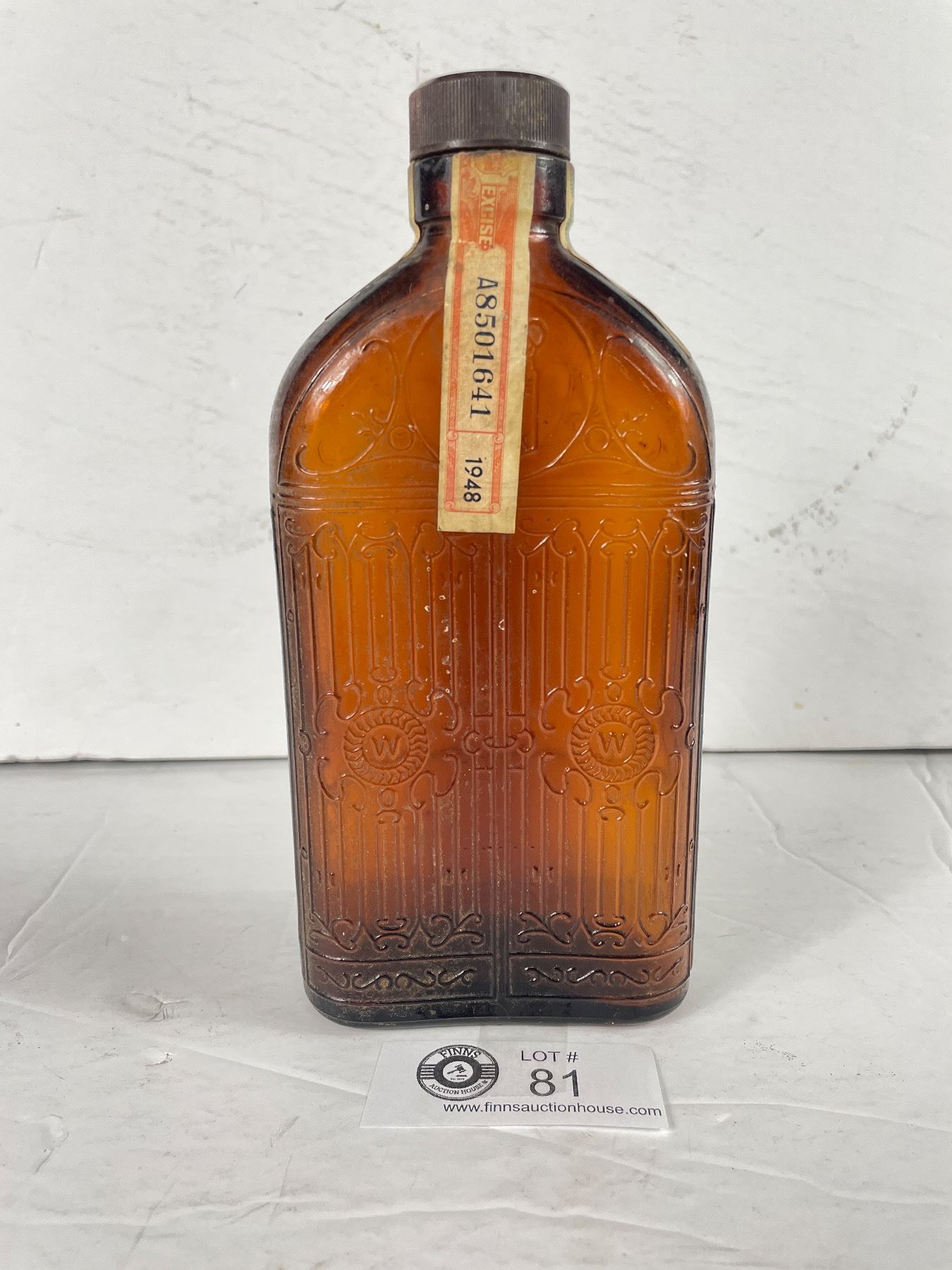 1948 Brown Liquor bottle w/Excise Labels