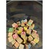 Image 1 : Large 16" Tall Glass Canister w/Vintage Children's Blocks