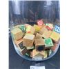Image 2 : Large 16" Tall Glass Canister w/Vintage Children's Blocks