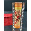 Image 2 : Vintage Asian Signed Reverse Painted 6" Bud Vase w/Flower Insert & Original Box