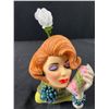 Image 2 : Eve 1962 "Bouffant Beauty" Cameo Girls Head Vase w/Flower Insert
