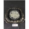 Image 1 : Beautiful Vintage 11" Square Plate w/Sterling Silver Overlay & Embossed Fruit Motif on Underside
