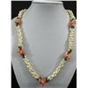 Image 2 : Extra Long Genuine Pearl & Coral Bead Necklace